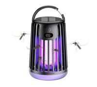 Bug Zapper,2000mAh Insect Pest Fly Killer,Type-C/Solar Charging,Electric Mosquito Zapper Solar Dual Ultrasonic & Digital display,Waterproof Mosquito Killer for Indoors and Outdoors (black)