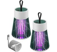 Bug Zapper Outdoor, Electric Mosquito Zapper Portable Camp Mosquito Killer,Rechargeable Indoor Fly Zap per,Electric,Traps,Flying Insects Indoor Outdoor (Green-2PCS)