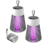 Bug Zapper Outdoor, Electric Mosquito Zapper Portable Camp Mosquito Killer,Rechargeable Indoor Fly Zap per,Electric,Traps,Flying Insects Indoor Outdoor (Grey-2PCS)