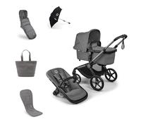 Bugaboo Fox 5 Renew All-Seasons Pushchair Bundle, Includes Winter Footmuff, Seat Liner, Parasol and Changing Bag, Stroller with Easy One-Hand Fold and Manoeuvrability, Moon Grey Fabrics