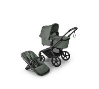 Bugaboo Fox 5 Renew All-Terrain Stroller, 2-in-1 Baby Pushchair, Full Suspension, Easy Fold, Extendable Toddler Seat, One-Handed Manoeuvrability, Black Chassis and Forest Green Canopy