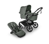 Bugaboo Fox 5 Renew All-Terrain Stroller, 2-in-1 Baby Pushchair, Full Suspension, Easy Fold, Extendable Toddler Seat, One-Handed Manoeuvrability, Black Chassis and Forest Green Canopy