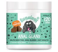 Bugalugs Anal Gland Dog Chews with Pumpkin Powder For Dogs & Probiotics for dogs. Grain free dog treats rich in Quercetin, Bromelain & dog Fibre helps Anal Glands, Scooting + Gut Health -120 chews
