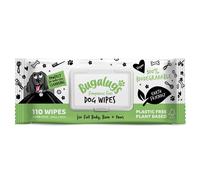 BUGALUGS Dog Wipes, 100% Plastic Free Biodegradable pet wipes for full body, eye wipes, ear wipes, bum & paws. 110 sensitive dog grooming wipes for dogs, puppy & cat grooming (Fragrance Free)