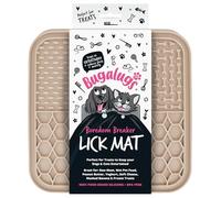 Bugalugs Boredom Breaker Lick Mat, 100% Food Grade Silicone Dog Mat, BPA Free, Dogs, Cats, Feeding & Licking Treat Pet Mats, Reduce Stress & Anxiety, Slow Feeder, Microwave (Beige)