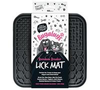 Bugalugs Boredom Breaker Lick Mat, 100% Food Grade Silicone Dog Mat, BPA Free, Dogs, Cats, Feeding & Licking Treat Pet Mats, Reduce Stress & Anxiety, Slow Feeder, Microwave (Black)