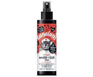 BUGALUGS Cat Wound & Skin Antiseptic spray 200ml - Antibacterial, Antiviral, Antifungal spray for itchy cat skin relief - Hypochlorous acid essential first aid kit for Cats and Pets