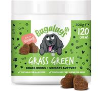 Bugalugs Grass Green Dog Supplement Chews helps support Dog Urine Neutraliser for Grass Burn with Cranberry that helps Urinary & Gut Health, Rich in Salmon, 120 Chews