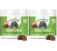 Bugalugs Grass Green Dog Supplement Chews helps support Dog Urine Neutraliser for Grass Burn with Cranberry that helps Urinary & Gut Health, Rich in Salmon, 120 Chews (Pack of 2)