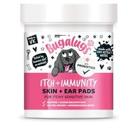 BUGALUGS Itch & Immunity Sensitive Skin Pads - 100 Biodegradable dog grooming pet wipes. Use as Dog ear and skin wipes