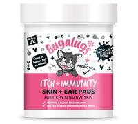 BUGALUGS Itch & Immunity Sensitive Skin Pads - 100 Biodegradable dog grooming pet wipes. Use as Dog ear and skin wipes (Cat 100 Wipes)