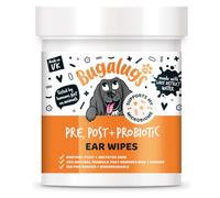 BUGALUGS Probiotic Dog Ear Cleaner Pet Wipes 100 Biodegradable textured pre-soaked dog ear wipes. Dog Ear Cleaner Solution Stops Head Shaking, Itching & Waxy Ears (Dog 100 wipes)