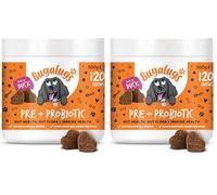 Bugalugs Probiotics for Dogs Natural Dog Treats with Pumpkin Powder for dogs - Gut Health, Sensitive Tums, Anal Glands, Scooting, Loose Stools, Smelly, Itchy Ears, Great for all dogs (Pack of 2)