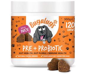 Bugalugs Probiotics for Dogs Natural Dog Treats with Pumpkin Powder for dogs - Gut Health, Sensitive Tums, Anal Glands, Scooting, Loose Stools, Smelly, Itchy Ears, Great for all dogs