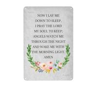 Bugana Child's Bedtime Prayer Scripture Bible Verse Inspirational Motivational Quotes Vintage Metal Sign, Wall Art Decor Posters Tin Signs for Man Cave Streets 8 x 12 Inch