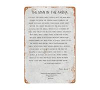 Bugana Vintage Motivational Poster Tin Sign, The Man In The Arena Inspirational Quotes Wall Decor, Bar Man Cave Accessories Metal Signs, Unique Signs for Bedroom Men Garage Home Arts 8 x 12 Inch
