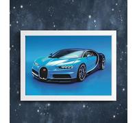 Bugatti Chiron W16¬† Sports Super Car Wall Art Poster Print available framed or unframed (A3 Framed - White Frame)