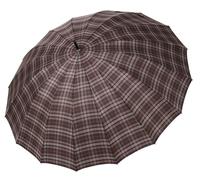 bugatti Doorman Long Umbrella - Extravagant Men's Stick Umbrella - Easy to Use - For Reliable Protection - Checked Grey