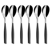 BUGATTI, Glamor, Set of 6 Coffee Spoons in 18/10 Stainless Steel and BLACK SMOKED handle, Pro-Tech System molding, Dishwasher safe