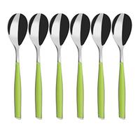 BUGATTI, Glamor, Set of 6 Coffee Spoons in 18/10 Stainless Steel and Green Apple Handle, Bugatti Pro-Tech System molding, Dishwasher Safe