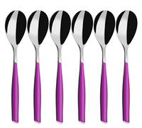 BUGATTI, Glamor, Set of 6 Coffee Spoons in 18/10 Stainless Steel and IRIS color handle, Pro-Tech System molding, Dishwasher safe