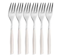 BUGATTI, Glamour, Set of 6 Dessert Forks in 18/10 Stainless Steel and IVORY color handle, Packed in Gift Box, Dishwasher safe
