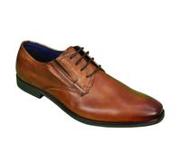 bugatti Men's Business shoe made of leather, Derby with two-tone finish, ergonomic fit with elastic band, Cognac, 9.5 UK