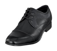 bugatti Men's Business low shoe made of leather, derby with cross cap and elegant lines, Black, 9.5 UK
