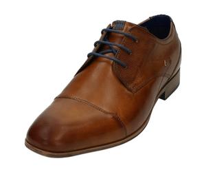 bugatti Men's Business Low Shoe Made of Leather, Derby with Cross Cap and Elegant Lines, Cognac, 6 UK