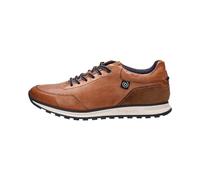 bugatti Men's Casual Leather Sneaker, lace-up Shoe with Memory Foam, Replaceable Insole, Cognac, 11 UK