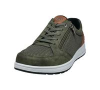 bugatti Men's Casual Sneaker with Zipper, Durable Outsole, Dark Green, 9.5 UK