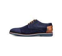 bugatti Men's Suede low shoe made of nubuck and smooth leather, comfort derby in casual design, Dark Blue, 11 UK
