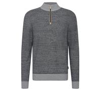 bugatti Men's Troyer Knitted Jumper Stand-Up Collar Short Zip Regular Fit, 390-navy, 3XL