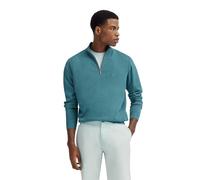 bugatti Men's Troyer Knitted Jumper Stand-Up Collar Short Zip Regular Fit, 550-Bottle Green, XXL