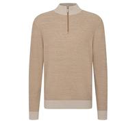 bugatti Men's Troyer Knitted Jumper Stand-Up Collar Short Zip Regular Fit, 60-Taupe, L