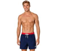 bugatti® - Modern men's swimming shorts in red, turquoise, navy and green with attractive contrasting colour on the waistband, Navy/red, 5XL