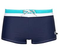 bugatti® - Modern men's swimming trunks with contrasting colours on the waistband, Navy Blue / Turquoise, 5XL