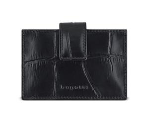 bugatti Nevio Cow and Goat Leather Card Holder Crocodile Look, black, S, Contemporary