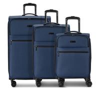Bugatti Valencia Soft 4 wheels Suitcase set 3-piece with expansion pleat blue