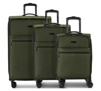 Bugatti Valencia Soft 4 wheels Suitcase set 3-piece with expansion pleat green