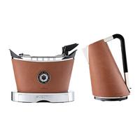 Bugatti Volo Leather Finish Toaster and Vera Easy Vintage Kettle Set Cognac