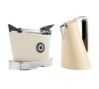 Bugatti Volo Leather Finish Toaster & Vera Easy Vintage Kettle Set Cream