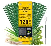 BugBai® Mosquito Repellent Outdoor Patio 120 PCS, Citronella Oil Mosquito Incense Sticks Indoor Home Pet Family Safe, Natural Plant-Based Bug Insect Barrier for Yard Garden Lawn Camping Fishing