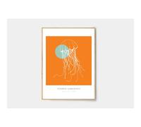 Bugg Creative Norfolk Jelly Fish Orange A4 Art Print | Wall Art - One Size, A4