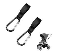 Buggy Clips, 2pcs Pram Hook Clips,Black Carabiner Clips for Mommy Diaper Bag, Pushchair, Backpack, Shopping Grocery, Universal Pram Accessories, Baby Travel Essentials