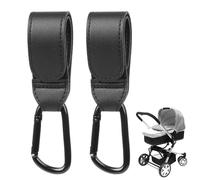 Buggy Clips, Pram Hook Clip, Durable Stroller Hooks, Pushchair Organiser for Easy Attachment, Black Carabiner Hooks for Bags, Shopping Bags and Baby Travel Essentials (Black, 2 Pcs)