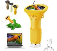 Buggy Lens Microscope Toy, Buggylens Magnifier, 2" IPS Screen 1000X Handheld Microscope Camera with Adjustable Light, HD Portable Educational Science Toy for Exploring Nature (Yellow)