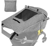 Buggy Sun Shade Universal Pram Sunshade Sun Cover for Strollers Pushchairs UV Protection Water Resistant Easy to Install with Viewing Window Pushchairs for Strollers-Best Gift for Baby, Grey (5)