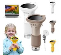 Buggy Toy Lens Microscope, 1000x HD Handheld Digital Microscope with 2" IPS Display, Portable Magnifier, Pocket Microscope for Exploration (White & Brown)