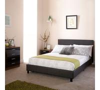Bugi Double Bed Faux Leather Black 5 x 7ft